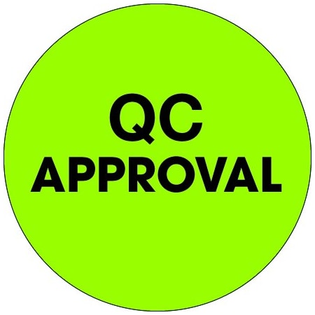 Bsc Preferred 1'' Circle - ''QC Approval'' Fluorescent Green Labels BUY00016096